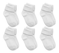 Tick Tock Baby Boys Turn Over Top TOT Socks 6 Pairs Plain Cotton Rich White 3-5.5