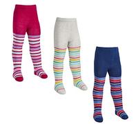 Tick Tock Baby Girls Cotton Rich Design Tights 3 Pack Stripe Mix 0-6 months