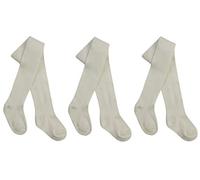 Tick Tock Baby Girls Cotton Rich Plain Tights 3 Pack Cream 6-12 months