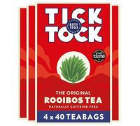 Tick Tock Rooibos Teabags, Caffeine-Free Tea, Pack of 4 x 40 Tea Bags (160 Teabags), Naturally Sweet Herbal Tea, Biodegradable, Rooibos UK, Redbush Tea Bags- 4 Pack
