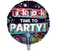 Tick Tock Time To Party Double Sided 18-Inch Foil Balloon