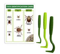 TickCheck Tick Remover Tools and Tick Identification Card for Humans, Dogs & Cats 1 Set (Pack of 3)