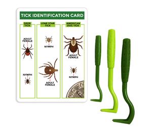 TickCheck Tick Remover Tools and Tick Identification Card for Humans, Dogs & Cats 1 Set (Pack of 3)