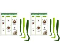 TickCheck Tick Remover Tools and Tick Identification Card for Humans, Dogs & Cats 1 Set (Pack of 6)