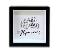 Ticket Shadow Box with Slots, Tickets Here Memories Boxes Frame 8x8 Inches Decor for Theater Home, Keep Sake Box for Memories, Movie Concert Ticket Stub Holder, Ticket Boxes Display Cases -08