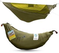 Ticket to the Moon Parachute Hammock Pro - Army Green | Outdoor Hammock with 325 x 170 cm with Integrated Mosquito Net, Carabiners and Ridgeline for Quick Assembly | Original since 1996