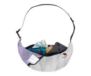 Ticket To The Moon | Upcycled Sling Bag | Shoulder Bag | Light Grey/Light Purple One Size