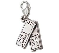 Tickets sterling silver clip charm .925 x 1 Cinema Film Theatre Ticket charms
