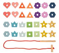 TickiT 73564 Rainbow Wooden Lacing Shapes - Threading toy - Early years Age 3+ educational toys - Stacking toy - Wooden toy, Medium, Red, Orange, Yellow, Green, Blue, Indigo, Violet