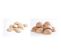 TickiT 73885 Wooden Heuristic Discs 60mm, Pack of 10 Natural & 73883 Wooden Semipheres Heuristic Play, Pack of 10