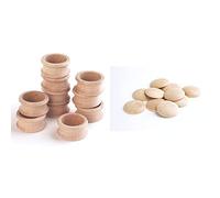 TickiT 73905 Wooden Napkin Rings Pack of 10 & 73885 Wooden Heuristic Discs 60mm, Pack of 10 Natural