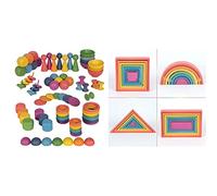 TickiT 73979 Rainbow Wooden Super Set - Set of 84 & 73420 Rainbow Architect Set