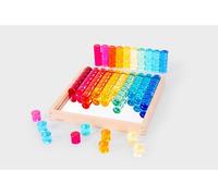 tickit Gem Circles with Mirrored Wooden Tray - 100 Colourful Acrylic Gems for Sensory Play, Colour Sorting, Pattern Making & Early Years Learning pieces
