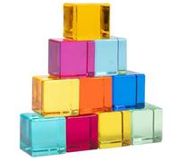 tickit Gem Cubes - Rainbow Acrylic Building and Stacking Cubes, Sensory Educational Toy with Rounded Edges - Set of 10 Colourful Gemstone Blocks