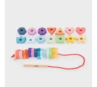 TickiT 73564 Rainbow Wooden Lacing Shapes - Threading toy - Early years educational toys - Stacking toy - Wooden toy, Medium, Red, Orange, Yellow, Green, Blue, Indigo, Violet
