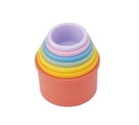tickit Silisoft Round Colourful Stacking Cups, 7 Soft Silicone Stacking, Nesting & Sensory Play Cups for Baby’s Fine Motor Skills and Early Learning, Rainbow