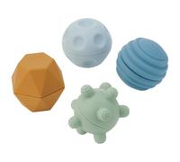 tickit Silisoft Sensory Balls - 4 Soft Silicone Balls with Textures and Twist-Open Shakers for Baby’s Sensory Play,Neutral