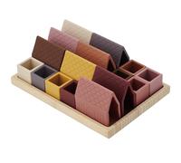 tickit SiliSoft Village Blocks- 16-Piece Durable Silicone & Natural Bamboo Building Set with House Blocks and Open Cubes for Imaginative, Creative Construction and Sensory Play, Earth