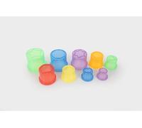 tickit Translucent Colour Stackable Cups - Set of 9 Shapes-Printed Cups with Holes for Counting, Sand & Water Play, Colour Recognition, and Printing Activities