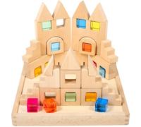 TickiT 73546 Wooden Building Gem Blocks - Building Cubes - Stacking Blocks - Gemstone Cubes - Small World Play, [Multiple Colors]