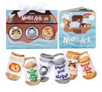 Tickle & Main Noah's Ark 4-Piece Baby Gift Set for 0-12 Months Baby Boys Girls - Includes Storybook and 3 Pairs of Animal Socks; Christening Gifts, Confirmation Gifts and Gifts from