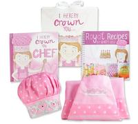 Tickle & Main, Princess Chef Gift Set - Includes Book, Apron, Hat, and Royal Recipes Cookbook for Little Girls Age 3 4 5 6 7 Years - Kids Learn Basic Cooking and Baking - I Hereby Crown You Chef!