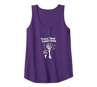 Tickle Your Funny Bone Humerus Pun for Anatomy Lovers Tank Top, Women, Purple, S