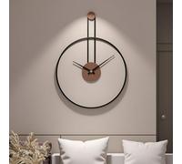 TickTime Large Decorative Wall Clock for Living Room,Metal & Walnut Dial Home Decor Silent Non Ticking Lightweight Clocks for Bedroom, Study, Office Decorations, 28.7''×21.6'',Black