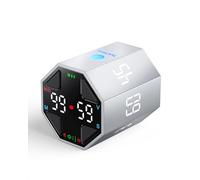 Ticktime Pomodoro Timer Cube, Auto 25/5 & Custom Pomodoro, Flip Countdown Presets (3/5/10/15/30/45/60 Min) & Custom Timer (1s-99:59), Stopwatch, Rechargeable, Silent/Sound/Vibration, Magnetic, Silver