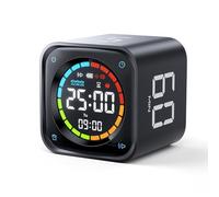 Ticktime TK3 Pomodoro Timer Cube, Desk Productivity Timer with 5/10/30/60 Min Presets, Custom Countdown, Stopwatch, Clock, 3 Alarm, Silent, Vibrate & Sound Alert, for Task, ADHD, Study, Kitchen, Black