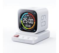 Ticktime TK3 Pomodoro Timer, Würfel-Timer mit 5/10/30/60 Min, 25/5 Pomodoro, Custom Countdown & Stoppuhr, Uhr, 3 Alarme, Lautlos/Vibration/Ton, für ADHS, Lernen, Küche, Arbeit,Weiß