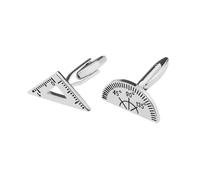 Ticome 1 Pair Cufflinks Protractor Triangle Maths Protractor Ruler Party Cufflinks,Novelty Design Teacher Architect Gift Present(Silver)