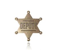 Ticome 1 PCS Deputy Sheriff Badge, Police Commemorative Badge,Retro Honor Medal Pin,Creative Personality Hexagram Medal,English Letter Accessory Alloy Chest Badge