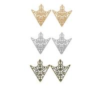 Ticome 6Pcs Elegant Triangle Shirt Collar Pin,Retro Hollow Pattern Angle Triangle Collar Pins,Noble Clip Pin Brooches Shirt Suit Collar Decoration Parts Set for Men Women