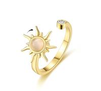 Ticome Anxiety Fidget Gold Ring for Women,Open Adjustable Sunflower Stress Relieving Ring,Exquisite Cubic Zirconia Stackable Jewelry Bridesmaid Gift for Anxiety Stress Relief