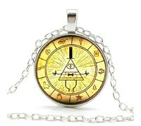 Ticome Bill Cipher Wheel Anime Pendant Necklace,Cartoon Accessories Gifts for Teenager Girl Men and Women,Vintage Fantasy Style Alloy Necklace