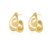 Ticome Chunky Gold Earrings for Women Hypoallergenic Open Huggie Teardrop Earrings,Fashionable Personality Irregular Geometric Statement Jewelry(Gold)