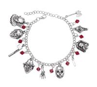 Ticome Classic Horror Film Series Villain Character Bracelet Halloween Bracelet Charm Fashion Women's Men's Alloy Jewelry Gifts for Friends(Silver)