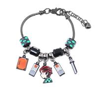Ticome Demon Slayer Beads Bracelet,Anime Cute Cartoon Charm Jewelry,Fan Role Playing Accessories,Fashionable Adjustable Metal Bracelet