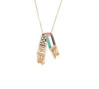 Ticome Flag Map Scarf Necklace,Tassel Retro Gold Zinc Alloy Adjustable Charm Chain Pendant Necklace for Women and Men