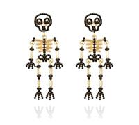 Ticome Halloween Earrings for Women Skull Alloy Crystal Diamond Bling Black Skeleton Scary Drop Dangle Earrrings Party Theme Jewelry Accessories