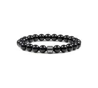 Ticome Handmade Natural Healing Gemstone Beaded Bracelet, Stretch Crystal Energy Bracelets for Women Men, Relieves Anxiety & Withdrawal Stress(Black)