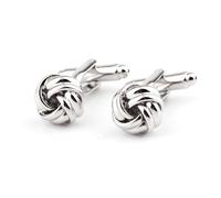 Ticome Knot Twisted Cufflinks - Men's Fashion Shirt Alloy Accessories (1 Pair, Silver)