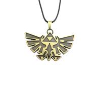 Ticome Legend of Zelda Hyrule Inspired Necklaces Triangle Gold Alloy Leather Chain Pendant Necklace Classic Games Retro Personality Accessories Jewellery for Men Women