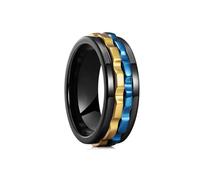 Ticome Men's Gear Spinner Rings Stainless Steel Fidget Ring Anxiety Ring,Stress Relief Fidget Rings,Blue Gold Gear Spinner Design,Stylish and Durable Jewelry for Men,Size 7