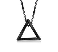 Ticome Mens Viking Necklace Jewellery Gifts for Men,Black Norwegian Rune Stainless Steel Geometric Twisted Triangle Pendant Jewelry Simple Dad Boyfriend Anniversary Father's Day Birthday Gift