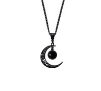 Ticome Moon Crystal Necklace Punk Style Moon Pendant Necklace,Black Gothic Hollowed Out Moon Alloy Necklace, Fashionable Jewelry Item, Personalized Jewelry Gift for Women/Girls, 4782QWQR-T