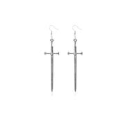Ticome Punk Cross Sword Alloy Earrings, Gothic Long Sword Hook Minimalist Earrings, Retro Silver Knife Shaped Pendant Jewelry, Suitable For Women And Girls As Jewelry Gifts