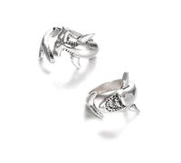 Ticome Retro Minimalist Great White Shark Bibun Shark Open Alloy Set, Adjustable Open Ring, Men's and Women's Jewelry Decoration, Jewelry Gifts (Set of 2)