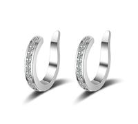 Ticome Silver Clip Earrings with Sparkling Cubic Zirconia,Fixura Non-Surgical Ear Corrector Clips, Prominent Ears | Gently Adjusts Cartilage Without Surgery | Comfortable, Perfect for Daily/Party